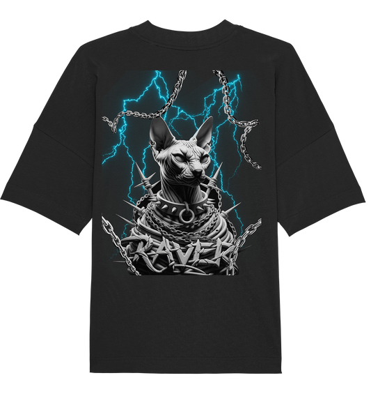 Rave Cat Flash (Backprint) - Organic Oversize Shirt