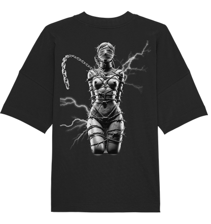 BDSM Techno Fusion – Barbed Wire Embrace Flash (Backprint) - Organic Oversize Shirt