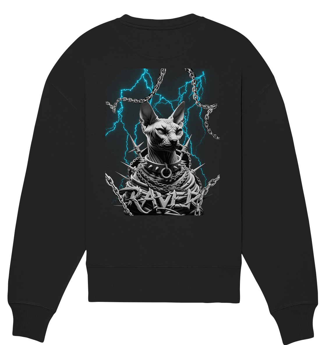 Ravecat (Backprint) - Organic Oversized Sweatshirt