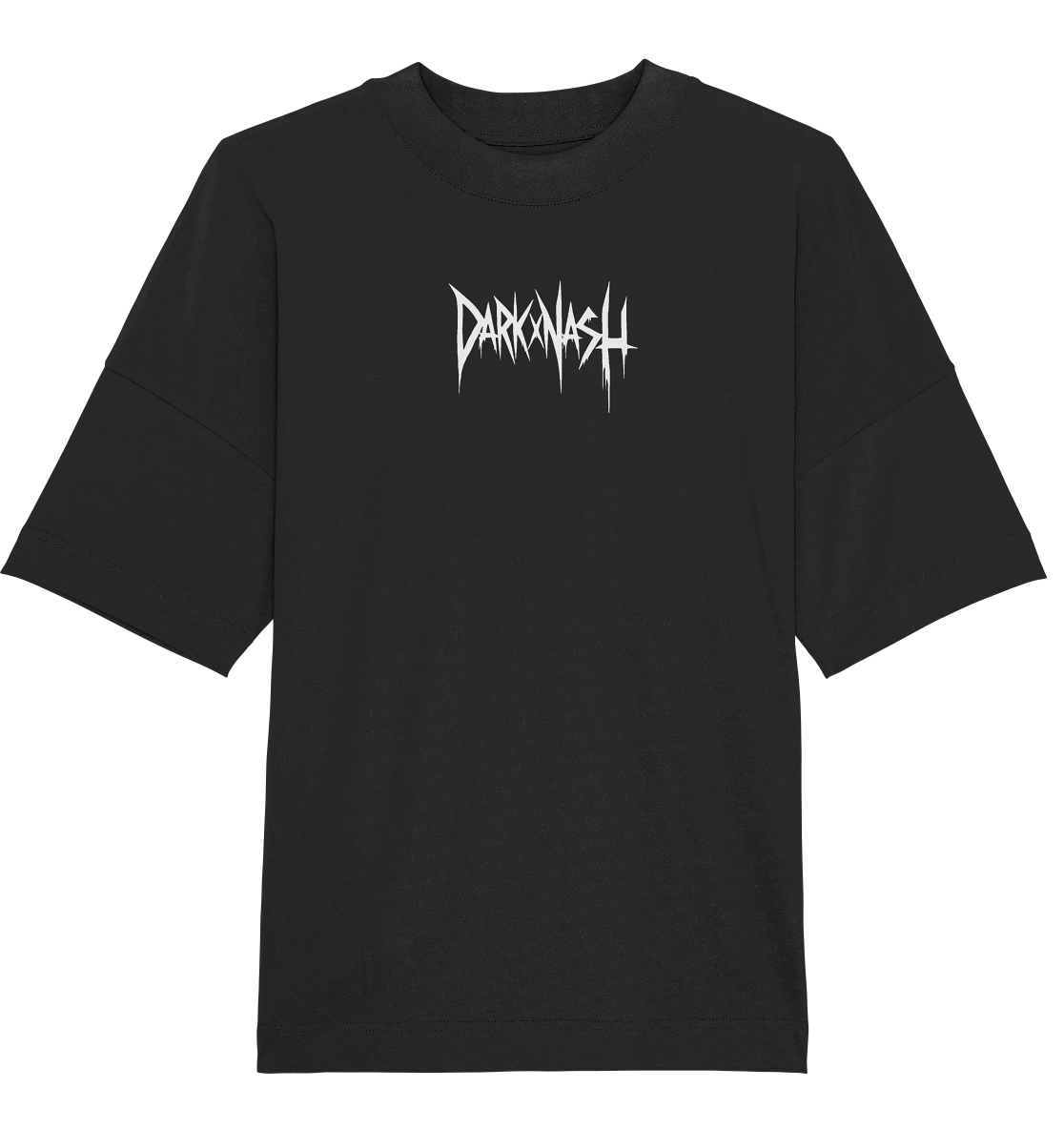 Schwarzes T-Shirt mit DarkXnash-Logo auf der Vorderseite, minimalistisches Design.