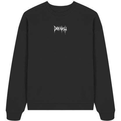 Schwarzer Pullover mit minimalistischer Vorderseite: Weißes DARKXNASH-Logo mittig auf der Brust platziert.